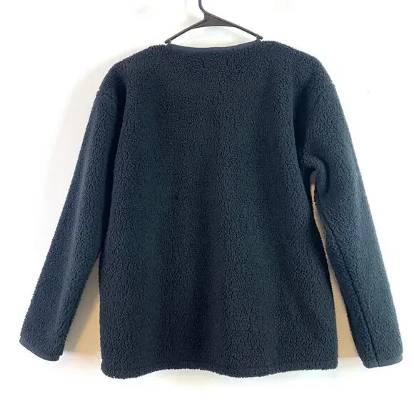 J. Crew Teddy Sherpa Snap Front Relaxed Fit Lady Jacket Black Size XS - Picture 7 of 7